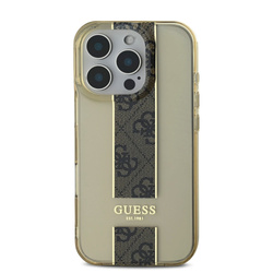 Guess IML Middle 4G Stripe Case for iPhone 16 Pro Brown