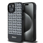 DKNY DKHMP15SPSOSPK iPhone 15 / 14 / 136.1" czarny/black hardcase Leather Printed Pattern Metal Logo MagSafe