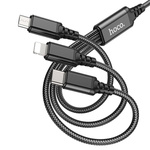 Kabel 3w1 USB A do Lightning / Micro USB / USB C Hoco 2A 1 m X76 czarny
