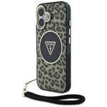 Etui Guess HC IML Leopard Triangle Cord  Strap do iPhone 16 MagSafe brązowy