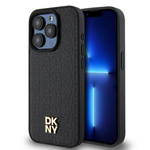 DKNY DKHMP15LPSHRPSK iPhone 15 Pro6.1" czarny/black hardcase Leather Pattern Monogram Metal Logo MagSafe