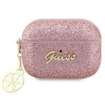Guess GUAP2GLGSHP AirPods Pro 2(2022/2023) cover różowy/pink Glitter Flake 4G Charm