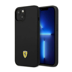 Etui Ferrari Silicone Metal Logo na iPhone 14 - czarne