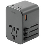 ENERGEA ład. siec. 1xUSB+2xUSB-CPD-PPS-QC 3.0 65W 1A2C adapter 4w1 US/UA/EU/UK szary/gunmetal Travelworld Adapter GaN65W
