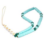 Guess zawieszka GUSTPEARP Phone Strapniebieski/blue Heishi Beads