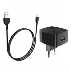 HOCO ŁADOWARKA SIECIOWA 1.5A QC3.0 + KABEL MICRO USB C70A CZARNY