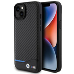 Etui BMW Leather Carbon na iPhone 15 Plus - czarne