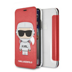 KARL LAGERFELD KLFLBKPXKSCORE IPHONE X/ XS BOOKCASE CZERWONY/RED KARL SPACE COSMONAUT