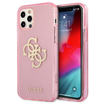 Guess GUHCP12LPCUGL4GPI iPhone 12 ProMax 6,7" różowy/pink hard case Glitter 4G Big Logo