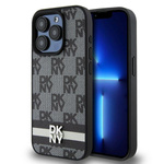DKNY DKHCP15LPCPTSSK iPhone 15 Pro6.1" czarny/black hardcase Leather Checkered Mono Pattern & Printed Stripes