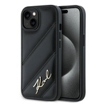 KARL LAGERFELD KLHCP15SPQDSMGK IPHONE 15 / 14 / 13 6.1" BLACK/BLACK HARDCASE DIAGONAL QUILTED SCRIPT