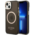 Guess GUHMP14MHTCMK iPhone 14 Plus / 15 Plus 6.7" czarny/black hard case Gold Outline Translucent MagSafe