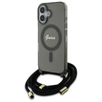 Guess GUHMP16SHCTSGNSK iPhone 16 6.1"    czarny/black hardcase Crossbody Cord Script MagSafe