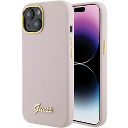 Guess GUHCP15SSMBSLP iPhone 15 / 14 / 13 6.1" różowy/pink hardcase Silicone Script Metal Logo & Frame