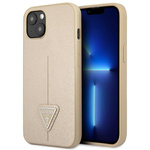 Guess GUHCP14SPSATLE iPhone 14 / 15 / 13 6.1" beżowy/beige hardcase SaffianoTriangle Logo