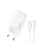 DUDAO USB-A 7.5W WALL CHARGER + USB-A - USB-C CABLE 1M WHITE (A1SEUT)
