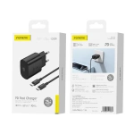 FONENG wall charger EU51 GaN PD 25W 1xUSB-C + cable USB-C - USB-C Black