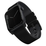 Pasek UNIQ Straden Leather Hybrid Strap na Apple Watch 1/2/3/4/5/6/7/8/SE/SE2/Ultra 42/44/45/49mm - czarny