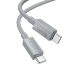 Kabel USB C do USB C Hoco 3A 60W 1 m X107 szary