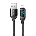 USAMS Kabel pleciony U78 lightning 1.2mLED 2.4A Fast Charging czarny/black SJ543USB01 (US-SJ543)