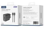 JELLICO ładowarka sieciowa EU45 GaN PD 45W 1xUSB-C + kabel USB-C - USB-C Czarny