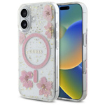 Guess GUHMP16SRBFGFGMP iPhone 16 6.1"    różowy/pink hardcase Resin Flower Glitter MagSafe
