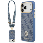 Etui Guess 4G Strass Logo & Big Strap    Metal Buttons MagSafe do iPhone 17 Pro Max niebieski