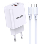 Kakusiga KSC-925 PD 20W 3A+QC3.0 USB2 Fast Charging Charger Type-C / Type-C White