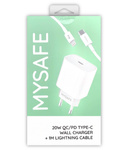 MYSAFE CH20W WALL CHARGER L77 TYPE-C + LIGHTNING CABLE 1M WHITE