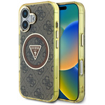Etui Guess IML Metal Glitter 4G Circle   Triangle MagSafe do iPhone 16 brązowy