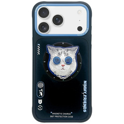 Etui Nimmy Glasses Cool Cat MagSafe do   iPhone 17 Pro czarno niebieski