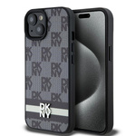 DKNY DKHCP15MPCPTSSK iPhone 15 Plus /14 Plus 6.7" czarny/black hardcase Leather Checkered Mono Pattern & Printed Stripes