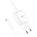 Ładowarka sieciowa do telefonu Hoco USB A 2A 10W + kabel USB A do USB C N2 biała