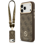 Etui Guess 4G Strass Logo & Big Strap    Metal Buttons MagSafe do iPhone 17 Pro Max brązowy