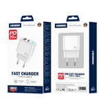 JELLICO wall charger EU11 PD 20W 1xUSB-C + 1xUSB QC3.0 White