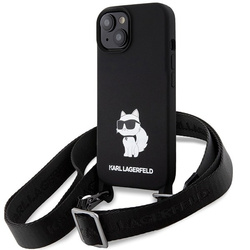 Etui Karl Lagerfeld Crossbody Silicone Choupette do iPhone 15 - czarne