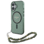 Guess GUHMP16MHGCRELSA iPhone 16 Plus6.7" zielony/green hardcase IML Glitter With Pearl Strap MagSafe
