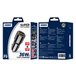 JELLICO car charger F9 36W 2xUSB QC3.0 Black