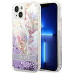 Guess GUHCP14MLFLSU iPhone 14 Plus / 15 Plus 6.7" fioletowy/purple hardcase Flower Liquid Glitter