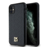 DKNY DKHMN61PSHRPSK iPhone 11 / Xr 6.1"czarny/black hardcase Leather Monogram Pattern Metal Logo MagSafe