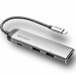 Verbatim Adapter Hub USB-C - USB-C/      2xUSB-A 3.0/HDMI aluminiowy/aluminum 49140