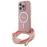 Guess GUHMP16LHCTSGNSP iPhone 16 Pro     6.3" różowy/pink hardcase Crossbody Cord Script MagSafe