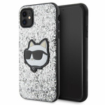 Etui Karl Lagerfeld Glitter Choupette Patch na iPhone 11 / Xr - srebrne