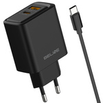 Ładowarka sieciowa Beline 45W            USB-A/USB-C + kabel USB-C/USB-C BLN2CB45C czarny