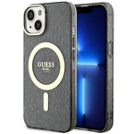 Guess GUHMP14MHCMCGK iPhone 14 Plus/ 15 Plus 6.7" czarny/black hardcase Glitter Gold MagSafe