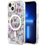 Guess GUHMP14SHCFWST iPhone 14 / 15 / 136.1" transparent hardcase Flower MagSafe
