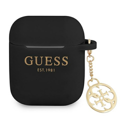 Guess  GUA2LSC4EK AirPods 1/2 coverczarny/black Silicone Charm 4G Collection