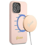 Guess GUHMP13XLSLMGLP iPhone 13 Pro Max6,7" jasnoróżowy/light pink hardcase Silicone Script Gold Logo Magsafe