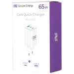 GaN 65W USB-A + 2x USB-C QC PD Wall Charger Encore Energy MD-6583Z