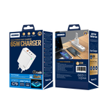 JELLICO wall charger C79 GaN PD 65W 2xUSB-C + 1xUSB QC3.0 + cable USB-C - USB-C White